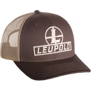 Leupold 180424 Reticle Trucker Hat Brown/Khaki Adjustable Snapback OSFA Semi-Structured
