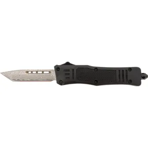 Steel River Knives MT616BRDAMT Spartan Mini 2.75\" OTF Tanto Plain Real Damascus/4.25\" Black Aluminum Zinc Alloy Handle