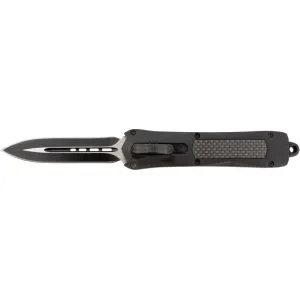 Steel River Knives Spartan A163BD OTF Dagger Knife, 3.50\" 440C SS Blade, Black/Carbon Fiber Inlay Handle
