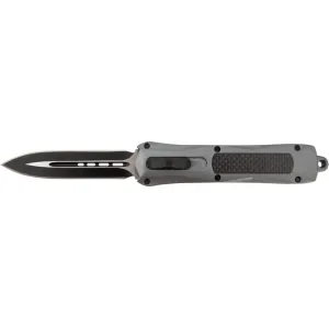 Steel River Knives A163BD Spartan 3.50\" OTF Dagger Plain Black/Silver 440C SS Blade/ Gray w/Carbon Fiber Inlay Aluminum Zinc Alloy Handle