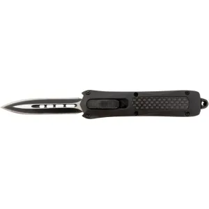Steel River Knives Spartan Mini OTF Dagger 2.70\" 440C SS Blade Black/Silver, Black/Carbon Fiber Inlay Handle