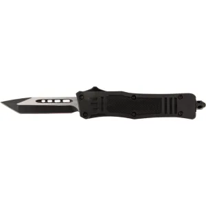 Steel River Knives Spartan Mini OTF Knife, 2.75\" Tanto Plain 440C SS Blade, 4.25\" Black Aluminum Zinc Alloy Handle.