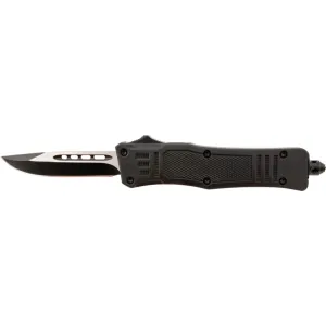 Steel River Knives MT616BDP Spartan Mini 2.75\" OTF Drop Point Plain Black/Silver 440C SS Blade/ 4.25\" Black Aluminum Zinc Alloy Handle
