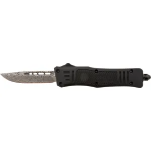Steel River Knives MT616BDDP Spartan Mini 2.75\" OTF Drop Point Plain Laser Etched Damascus 440C SS Blade/4.25\" Black Aluminum Zinc Alloy Handle