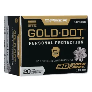 Speer 24261GD Gold Dot 30 Super Carry 100 GRHollow Point (HP) - 20rd Box