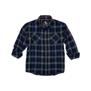 Hornady Gear 32206 Flannel Shirt 3XL Navy/Black/Gray, Cotton/Polyester, Relaxed Fit Button Up