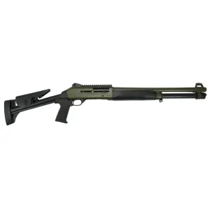 Ermox X-Defense-KH Semi Auto M4 Type Tactical Shotgun, 12 Ga, Gas Piston Operated, 5+1, 18.5\" Barrel, Fiber Optic Front Sight, Chokes , ODG Cerakote,