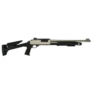 Ermox X-PRO-M Tactical Pump Action Shotgun,12 Gauge, 5+1, 3\" Chamber, 18.5\" Barrel, Fiber Optic Front Sight, Skeleton Stock, Marine Finish,