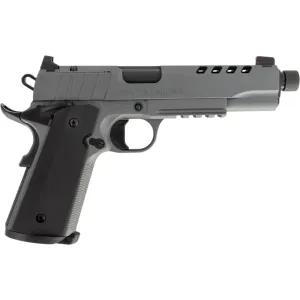 Tisas 1911 Night Stalker SF 10 Handgun 10mm 8rd Mag 5\" Threaded Barrel Cerakote Grey with Black Grips