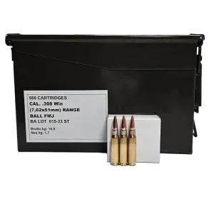 Saltech 7.62x51 NATO M80 150 Grain FMJ, Brass, Boxer, Reloadable - 560 Round Ammo Can - SALTECH76251-BULK