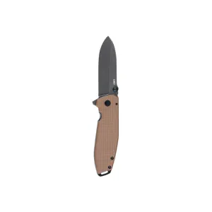 CRKT 2495B Squid XM 2.95\" Folding Drop Point Plain Stonewashed D2 Steel Blade, Brown Textured G10/SS Handle