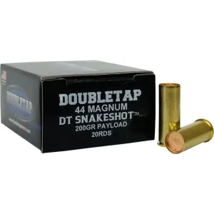 DoubleTap SnakeShot .44 Magnum 200gr #9 Shot with Hardcast Full Wadcutter Brass Case 20 Rounds