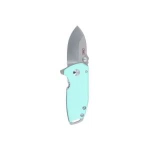 CRKT 2485B Squid Compact 1.75\" Folding Drop Point Plain Stonewashed D2 Steel Blade, Blue G10/SS Handle