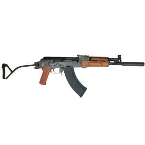 Pioneer Arms GROM Series Semi-Automatic 7.62x39mm AK-47 Style Rifle with Laminated Handguard & Side Folding Buttstock, Faux Suppressor, & 30 Round Magazine - POL-AK-GROM-FT-FS-W