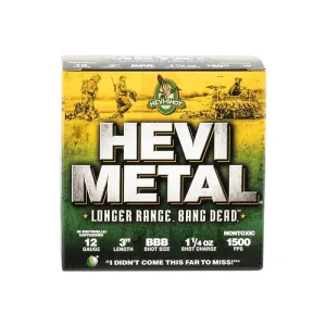 HEVI-Metal HS38008 Hevi-Metal Longer Range 12 Gauge 3\" 1 1/4 oz BBB Shot - 25sh Box