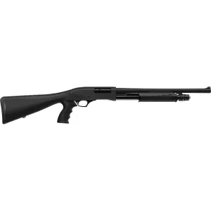 Retay USA GPS Pump Action 12 Gauge Shotgun, 18.5\" Barrel, 4+1 Capacity, 3\" Chamber, Pistol Grip, Fixed Synthetic Stock - Black - GPSPGTAC-18