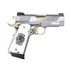 Girsan MC1911 Liberador Officer Semi-Auto .45 ACP 1911 Pistol, 3.5\" Barrel, 7+1 Capacity Polished Chrome Finish, Mexican Coat of Arms Grips - 391067