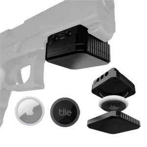 GunTag GT-4, Air Tag/Tile Sticker Tracking Device Holder, Tamper Proof, Shock Proof, 1913 Picatinny/Weaver Universal Mount, Aluminum/Polymer, Black