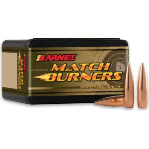 Barnes Bullets 32050 Match Burners 22Cal 77 GR Match Burners Boat Tail 100 Per Box/10 Case