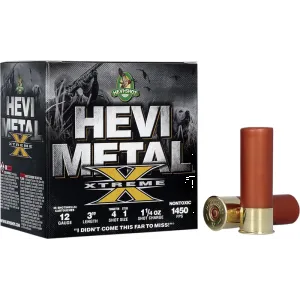 HEVI-Shot HS38122 HEVI-Metal Extreme 12Gauge 3\" 1 1/4oz Steel/Tungsten 4/1Shot 25 Per Box