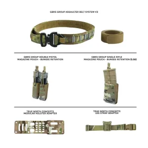 GBRS Group Assaulter Belt Bundle - Includes Inner/Outer Belt, 1 Rifle Mag Pouch, Double Pistol Mag Pouch, True North Concepts Adapter w/ Leg Strap - MULTICAM