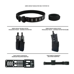 GBRS Group Assaulter Belt Bundle - Includes Inner/Outer Belt, 1 Rifle Mag Pouch, Double Pistol Mag Pouch, True North Concepts Adapter w/ Leg Strap - BLACK