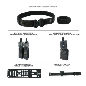 GBRS Group Assaulter Belt Bundle - Includes Inner/Outer Belt, 1 Rifle Mag Pouch, Double Pistol Mag Pouch, True North Concepts Adapter w/ Leg Strap - MULTICAM BLACK