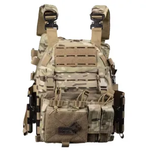 Guard Dog Body Armor- CAIRO Premium Plate Carrier + Includes LEVEL 3A Flexible Body Armor Plates- Green Camouflage
