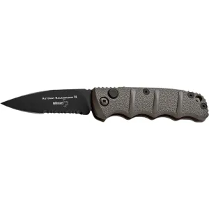 Boker 01KALS96 Kalashnikov 2.52\" Drop Point Plain/Serrated Black D2 Steel Blade Gray Aluminum Handle
