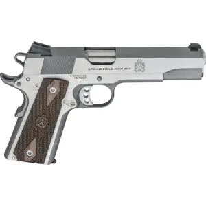 Springfield Armory PX9420S 1911 Garrison 5\" 7+1 Stainless Steel Frame & Slide Thin-Line Wood with Double-Diamond Pattern Grip