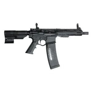 ATI Alpha Maxx Semi-Auto AR-15 Pistol 5.56 Nato/.223 Rem, 7.5\" Bbl, M-LOK Handguard, 60 Rd Magazine, Flip-Up Sights, Brace, Black - ATIGAX5567ML60TB