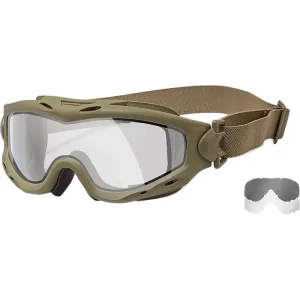 Wiley X Spear Goggles Eye Protection, Clear Lens, Tan Frame, MIL-PRF-32432A Ballistic Rated.