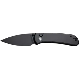 CIVIVI Qubit C22030E-1 Folding Knife, 2.98\" 14C28N Black Stonewashed Drop Point Blade, Black Aluminum Handle.
