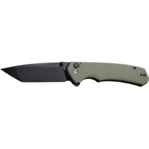Civivi Brazen Button Lock Knife, Folding, 3.46\" Black 14C28N Tanto Blade, OD Green G10 Handle C19059C-2