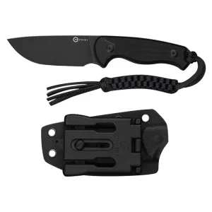 Civivi Timberbark Fixed Blade Knife 3.2\" 14C28N Drop Point, Black G10 Handle, Kydex Sheath C23094-1.