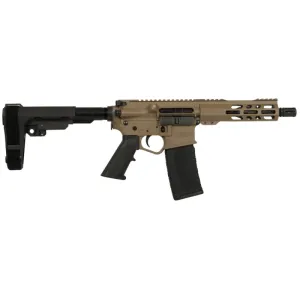 Wise Arms WA-15B Semi-Auto Pistol 7.5\" 5.56 NATO/.223 Rem 30+1 FDE SBA3 Pistol Brace, Billet Aluminum Receiver.