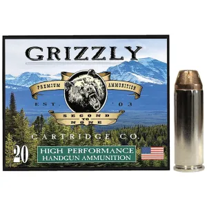 Grizzly Ammo 45 Colt +P 225gr Jacketed Hollow Point 20rd Brass Case GC45C+P3
