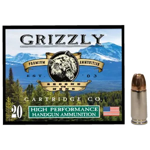 Grizzly Ammo GC9MM2 9mm 124gr Jacketed Hollow Point 20 Rounds Brass Case