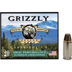 Grizzly Ammo Bear Load 9mm+P 124gr Full Metal Jacket Flat Point Brass Case 20 Rounds.