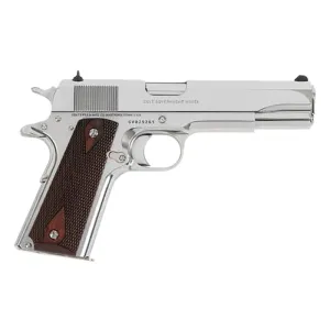 Colt Government O1073BSTS Pistol .38 Super 5\" Barrel 9-Round Bright Stainless Single Action, Wood Grips, Series 70 System