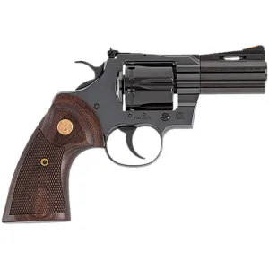 Colt PYTHONBP3WTS Python #6 Shot 3\" Blued Carbon Steel Vent Rib Barrel, Cylinder & Frame, Wood Grip, Exposed Hammer Revolver