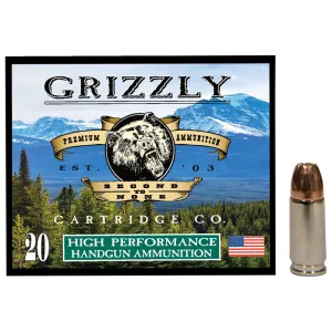 Grizzly High Performance 9mm Luger +P+ 115gr Jacketed Hollow Point Brass Case Ammo 20 Rounds.