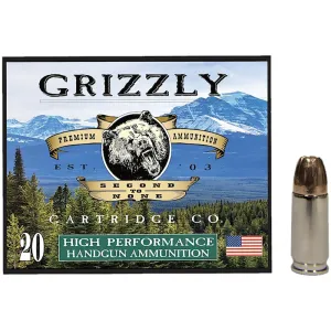 Grizzly Cartridge 9mm +P 124gr Jacketed Hollow Point 20 Rounds