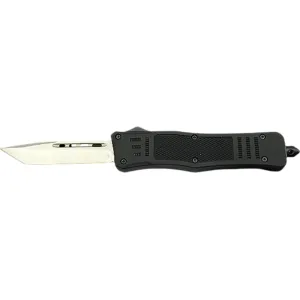 Steel River Knives Spartan Medium OTF Knife, 3.25\" Tanto 440C Stainless Steel Blade, Black Aluminum Zinc Handle