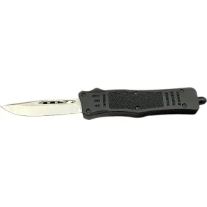 Steel River Knives Spartan OTF Drop Point Knife, 3.25\" 440C Stainless Blade, Black Handle.