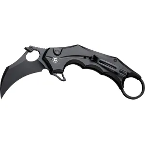 Civivi Knives C16016B-1 Incisor II 2.02\" Folding Karambit Plain Black Nitro-V Steel Blade, Black w/Finger Ring Aluminum Handle