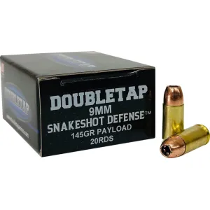 DoubleTap Ammunition 9mm Luger 145gr JHP+#9 Shot Snake Shot Defense Handgun Ammunition - 20 50 rounds - 9MMSS20