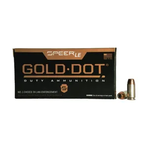 Speer LE Gold Dot, Duty Ammnuition Personal Protection 40 S&W 180 gr Hollow Point (HP) - 50rd Box - 53962