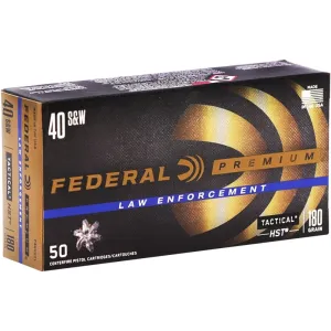 Federal Premium Law Enforcement Tactical HST .40 S&W, 180 GR, Jacket Hollow Point - 50 Round Box - P40HST1