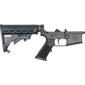 Great Lakes Firearms GL15 Lower Group AR-15 Receiver 5.56 NATO Adjustable Stock Black Billet Lower